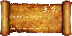 Balázs Ixion névjegykártya